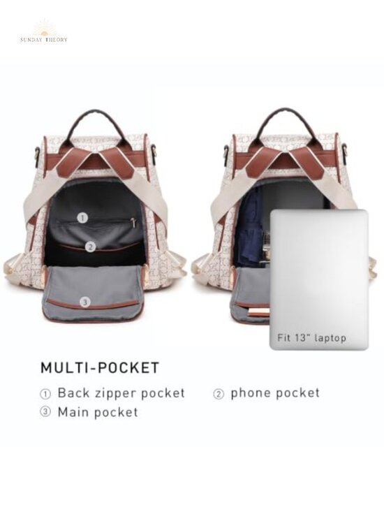 Convertible Anti-Theft Vegan Leather Backpack Purse with Wristlet